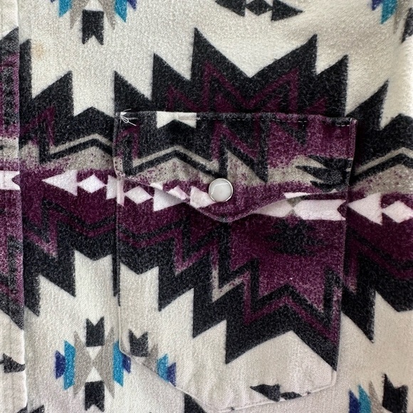 Wrangler VTG Button Brushpopper Southwestern Aztec Western Shirt Men's 17 USA - Picture 4 of 10